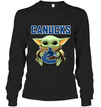 Load image into Gallery viewer, Baby yoda loves Vancouver Canucks star wars the mandalorian fan t shirt