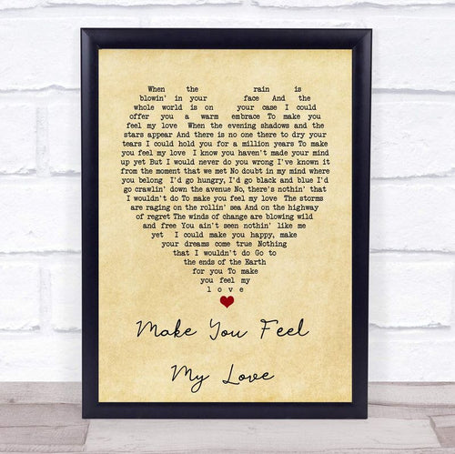 Adele Make You Feel My Love Vintage Heart Quote Song Lyric Unframed Satin Paper Poster, Framed Canvas Wall Decor, Gift for Wife, Birthday Gift, Mothers Day Gifts