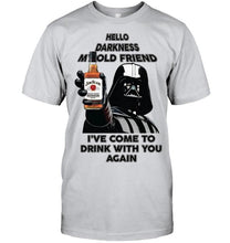 Load image into Gallery viewer, Darth vader loves Jim Beam Bourbon Hello darkness my old friend i've come to drink with you again t shirt