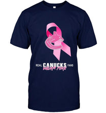 Load image into Gallery viewer, Vancouver Canucks real fans wear pink br east cancer support shirt