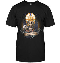 Load image into Gallery viewer, Edmonton Oilers Jack Skellington shirt