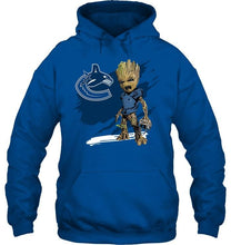 Load image into Gallery viewer, Vancouver Canucks angry baby groot ripped simpson shirt