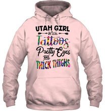 Load image into Gallery viewer, Utah girl tattoos pretty eyes and thick thighs White T Shirt