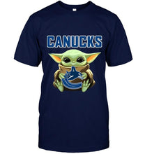 Load image into Gallery viewer, Baby yoda loves Vancouver Canucks star wars the mandalorian fan t shirt