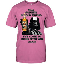 Load image into Gallery viewer, Darth vader loves Captain Morgan Rum Hello darkness my old friend i've come to drink with you again t shirt