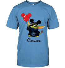 Load image into Gallery viewer, Vancouver Canucks baby yoda vacay in disneyland fan t shirt