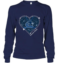 Load image into Gallery viewer, Vancouver Canucks heart glitter pattern fan shirt