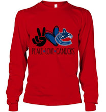 Load image into Gallery viewer, Peace love Vancouver Canucks fan t shirt