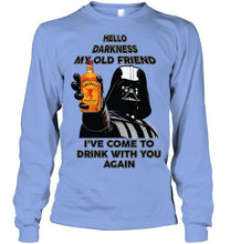 Load image into Gallery viewer, Darth vader loves Fireball Cinnamon Whisky Hello darkness my old friend i've come to drink with you again t shirt