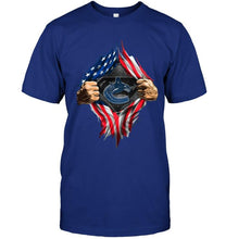 Load image into Gallery viewer, Vancouver Canucks superman ripped american flag shirt