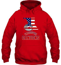 Load image into Gallery viewer, Vancouver Canucks British Columbia 4th July independence day american flag shirt