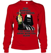 Load image into Gallery viewer, Darth vader loves Jameson Irish Whiskey Hello darkness my old friend i've come to drink with you again t shirt
