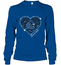Load image into Gallery viewer, Vancouver Canucks heart glitter pattern fan shirt