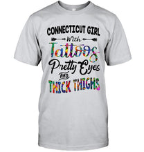 Load image into Gallery viewer, Connecticut girl tattoos pretty eyes and thick thighs White T Shirt