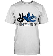 Load image into Gallery viewer, Peace love Vancouver Canucks fan t shirt