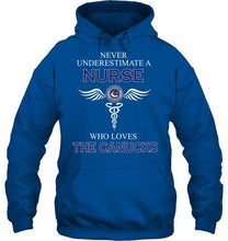 Load image into Gallery viewer, Never underestimate a nurse who loves the Canucks Vancouver Canucks fan shirt
