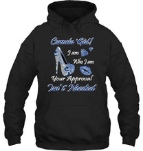 Load image into Gallery viewer, Vancouver Canucks girl i am who i am your approval isn't needed high heel lips diamond glitter pattern t shirt