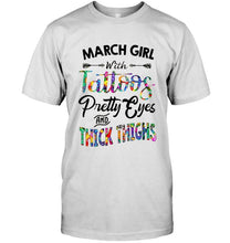 Load image into Gallery viewer, March girl with tattoos pretty eyes and thick thighs Ash T Shirt