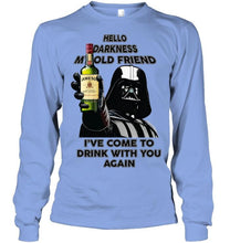 Load image into Gallery viewer, Darth vader loves Jameson Irish Whiskey Hello darkness my old friend i've come to drink with you again t shirt