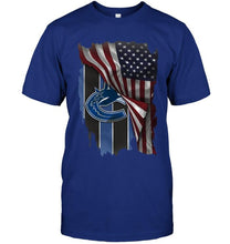 Load image into Gallery viewer, Vancouver Canucks american flag fan shirt