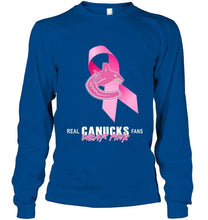 Load image into Gallery viewer, Vancouver Canucks real fans wear pink br east cancer support shirt