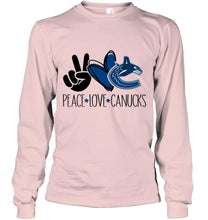 Load image into Gallery viewer, Peace love Vancouver Canucks fan t shirt