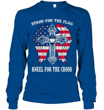 Load image into Gallery viewer, Stand for flag kneel for cross Vancouver Canucks jesus cross american flag wings shirt