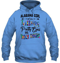 Load image into Gallery viewer, Alabama girl tattoos pretty eyes and thick thighs White T Shirt