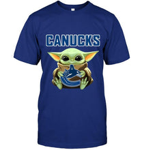 Load image into Gallery viewer, Baby yoda loves Vancouver Canucks star wars the mandalorian fan t shirt