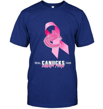 Load image into Gallery viewer, Vancouver Canucks real fans wear pink br east cancer support shirt