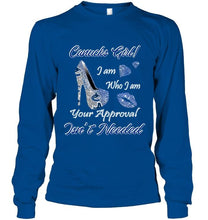 Load image into Gallery viewer, Vancouver Canucks girl i am who i am your approval isn't needed high heel lips diamond glitter pattern t shirt