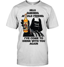Load image into Gallery viewer, Darth vader loves Captain Morgan Rum Hello darkness my old friend i've come to drink with you again t shirt
