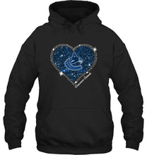Load image into Gallery viewer, Vancouver Canucks heart glitter pattern fan shirt