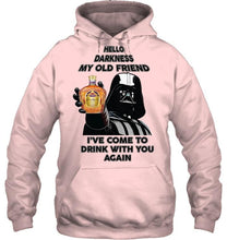 Load image into Gallery viewer, Darth vader loves Crown Royal Whisky Hello darkness my old friend i've come to drink with you again t shirt