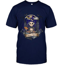 Load image into Gallery viewer, Baltimore Ravens Jack Skellington shirt