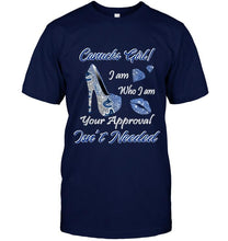 Load image into Gallery viewer, Vancouver Canucks girl i am who i am your approval isn't needed high heel lips diamond glitter pattern t shirt