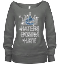 Load image into Gallery viewer, Vancouver Canucks king haters gonna hate crown glitter pattern t shirt