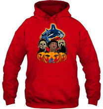 Load image into Gallery viewer, Vancouver Canucks halloween Michael Myers Freddy Krueger Jason pumpkin shirt