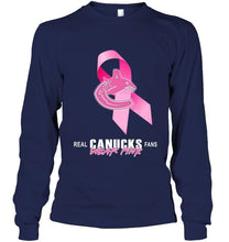 Load image into Gallery viewer, Vancouver Canucks real fans wear pink br east cancer support shirt
