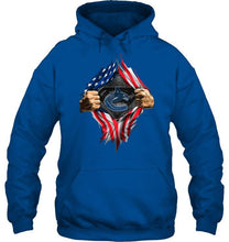 Load image into Gallery viewer, Vancouver Canucks superman ripped american flag shirt