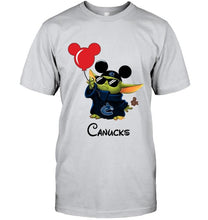 Load image into Gallery viewer, Vancouver Canucks baby yoda vacay in disneyland fan t shirt