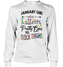 Load image into Gallery viewer, January girl with tattoos pretty eyes and thick thighs Ash T Shirt
