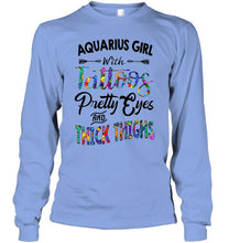 Load image into Gallery viewer, Aquarius girl with tattoos pretty eyes and thick thighs Ash T Shirt