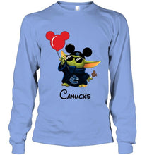 Load image into Gallery viewer, Vancouver Canucks baby yoda vacay in disneyland fan t shirt