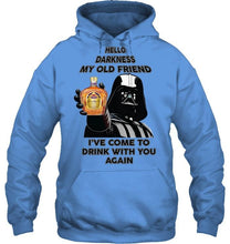 Load image into Gallery viewer, Darth vader loves Crown Royal Whisky Hello darkness my old friend i've come to drink with you again t shirt