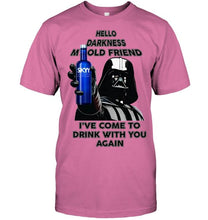 Load image into Gallery viewer, Darth vader loves Skyy Vodka Hello darkness my old friend i've come to drink with you again t shirt