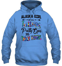 Load image into Gallery viewer, Alaska girl tattoos pretty eyes and thick thighs White T Shirt