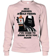Load image into Gallery viewer, Darth vader loves Jim Beam Bourbon Hello darkness my old friend i've come to drink with you again t shirt