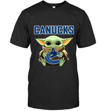 Load image into Gallery viewer, Baby yoda loves Vancouver Canucks star wars the mandalorian fan t shirt