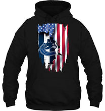 Load image into Gallery viewer, Vancouver Canucks flag ripped american flag shirt